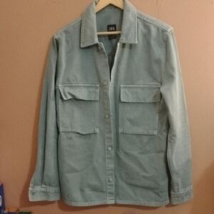 Zara Soft Blue Casual Jacket